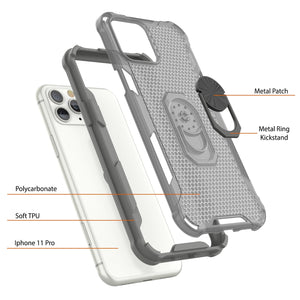 PunkCase pour étui iPhone 11 Pro [série Magnetix 2.0] Coque transparente de protection en TPU avec béquille [gris]