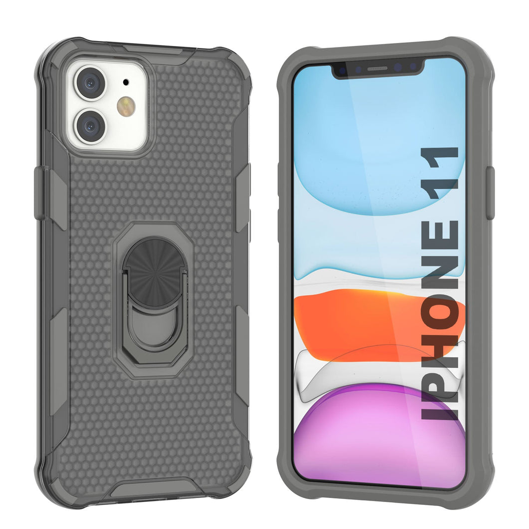 Coque PunkCase pour iPhone 11 [Série Magnetix 2.0] Housse TPU transparente de protection avec support intégré [Gris]