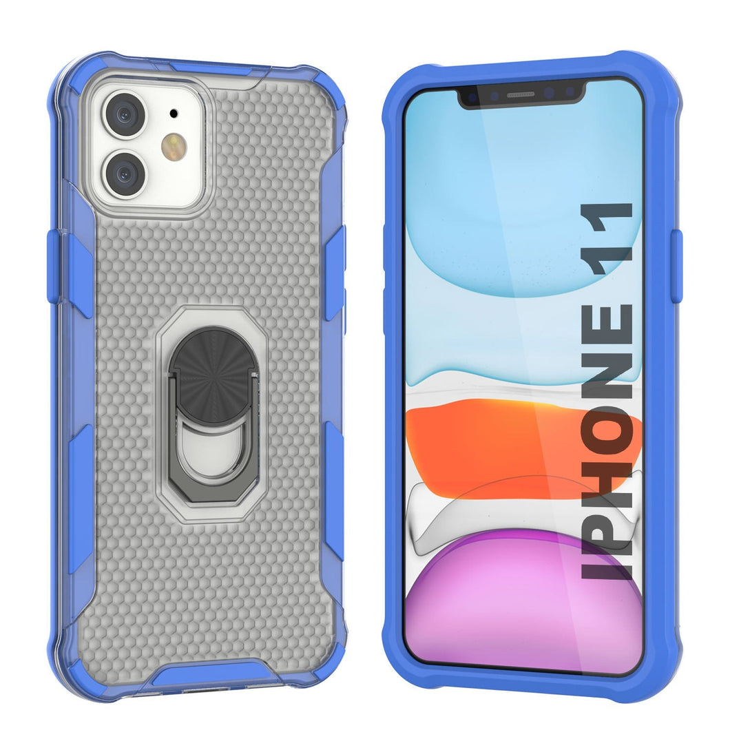 Coque PunkCase pour iPhone 11 [Série Magnetix 2.0] Housse de protection transparente en TPU avec béquille [Bleu]