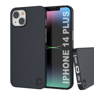 Étui en fibre de carbone Punkcase iPhone 14 Plus [série AramidShield] ultra-mince et léger en Kevlar.