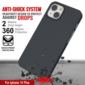 Étui en fibre de carbone Punkcase iPhone 14 Plus [série AramidShield] ultra-mince et léger en Kevlar.