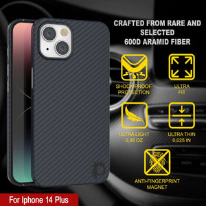 Étui en fibre de carbone Punkcase iPhone 14 Plus [série AramidShield] ultra-mince et léger en Kevlar.