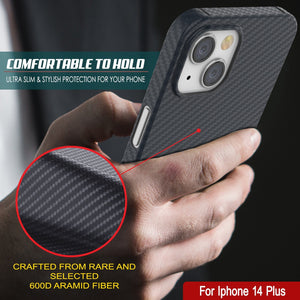 Étui en fibre de carbone Punkcase iPhone 14 Plus [série AramidShield] ultra-mince et léger en Kevlar.