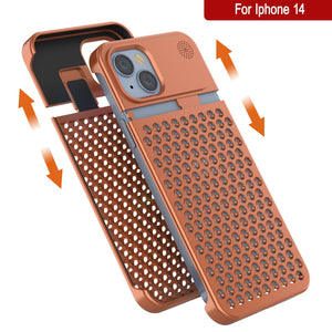 Coque PunkCase en alliage d'aluminium pour iPhone 14 [Série Fortifier Extrême] Coque ultra résistante [Orange]