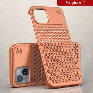 Coque PunkCase en alliage d'aluminium pour iPhone 14 [Série Fortifier Extrême] Coque ultra résistante [Orange]