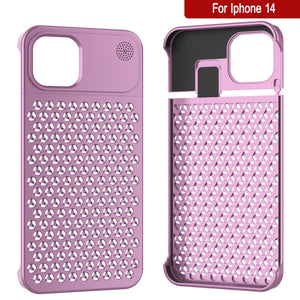 Coque PunkCase en alliage d'aluminium pour iPhone 14 [Série Fortifier Extreme], housse ultra résistante [rose].