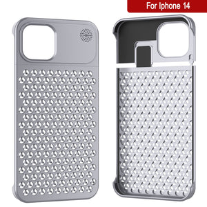 PunkCase pour iPhone 14 Coque en alliage d'aluminium [Série Fortifier Extrême] Coque ultra résistante [Argent]