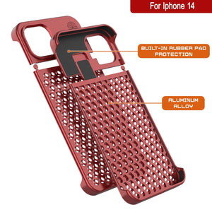 Étui PunkCase en alliage d'aluminium pour iPhone 14 [Série Fortifier Extreme] Coque ultra résistante [Rouge]