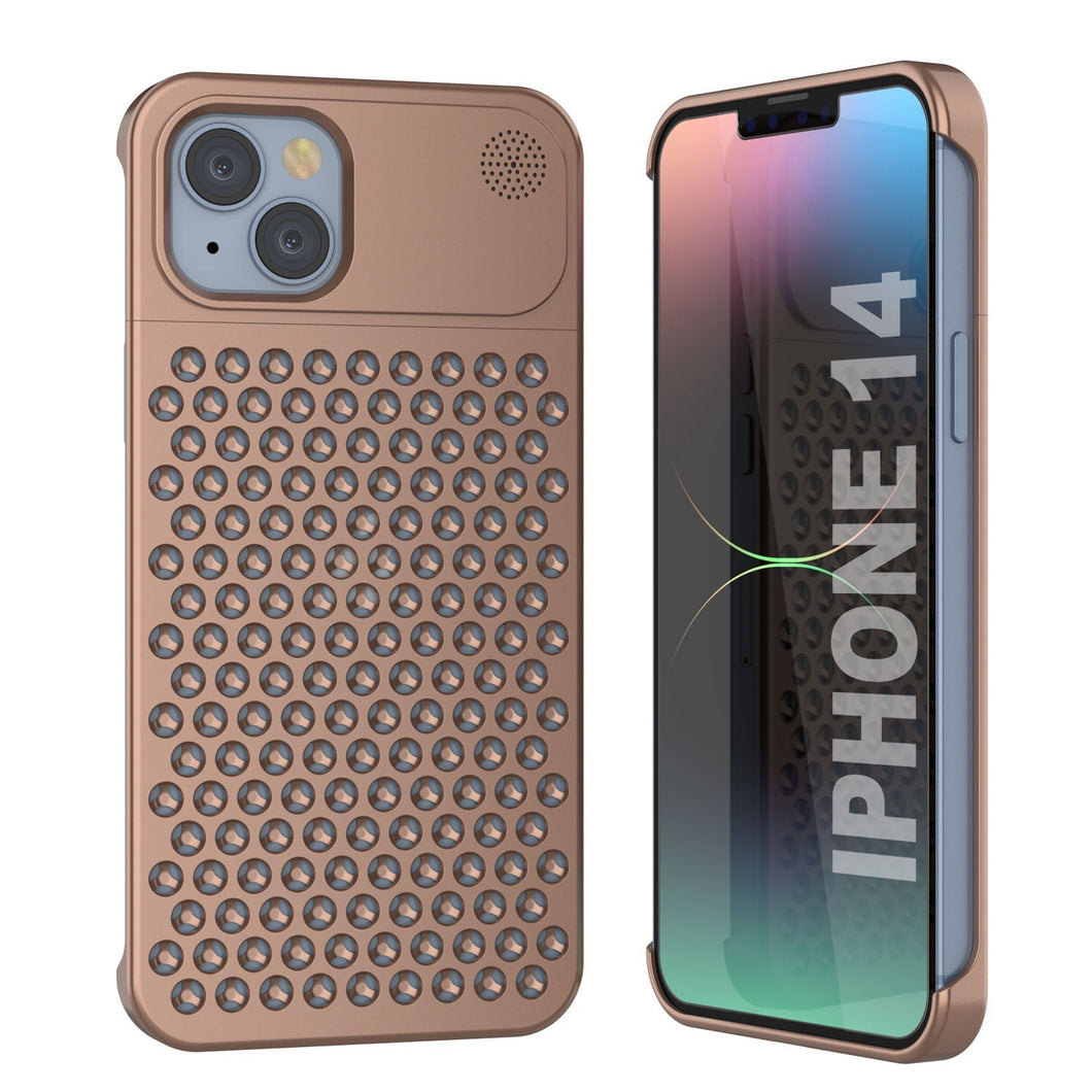 PunkCase pour iPhone 14 Boîtier en alliage d'aluminium [Série Fortifier Extreme] Coque ultra résistante [Bronze]