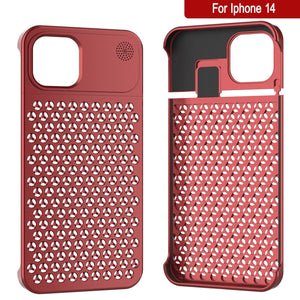 Étui PunkCase en alliage d'aluminium pour iPhone 14 [Série Fortifier Extreme] Coque ultra résistante [Rouge]