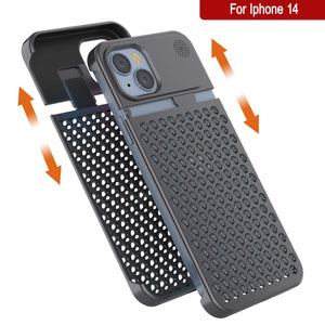 Coque PunkCase en alliage d'aluminium pour iPhone 14 [Série Fortifier Extreme] Coque ultra résistante [Gris]