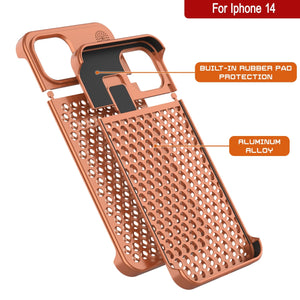 Coque PunkCase en alliage d'aluminium pour iPhone 14 [Série Fortifier Extrême] Coque ultra résistante [Orange]