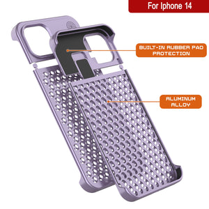 PunkCase pour iPhone 14 Boîtier en alliage d'aluminium [Série Fortifier Extrême] Coque ultra résistante [Liliac]