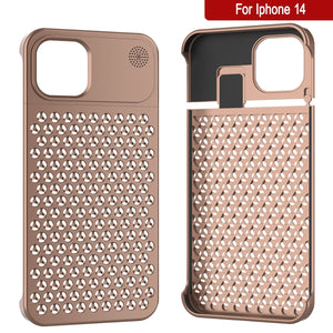 PunkCase pour iPhone 14 Boîtier en alliage d'aluminium [Série Fortifier Extreme] Coque ultra résistante [Bronze]