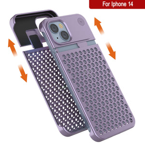 PunkCase pour iPhone 14 Boîtier en alliage d'aluminium [Série Fortifier Extrême] Coque ultra résistante [Liliac]