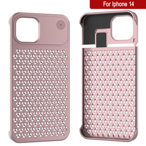 Coque PunkCase pour iPhone 14 en alliage d'aluminium [Série Fortifier Extreme] Couverture ultra résistante [or rose]