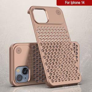 PunkCase pour iPhone 14 Boîtier en alliage d'aluminium [Série Fortifier Extreme] Coque ultra résistante [Bronze]