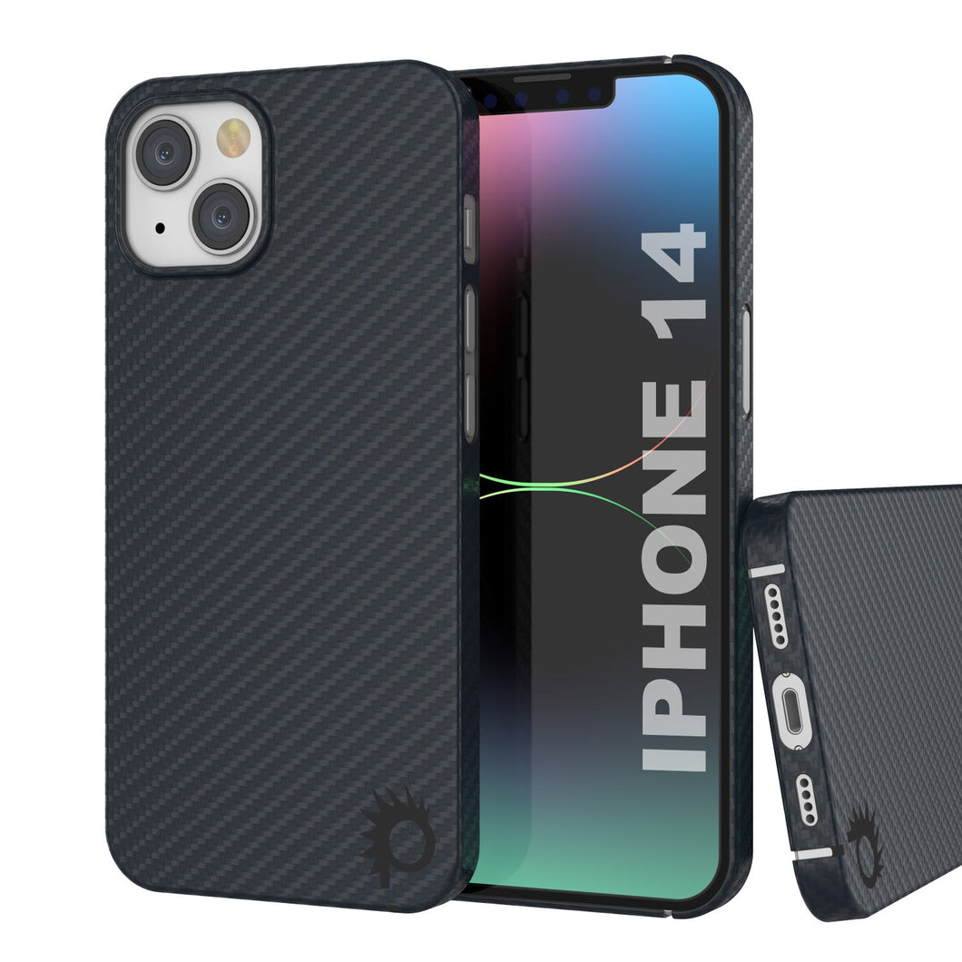 Coque en fibre de carbone Punkcase pour iPhone 14 [Série AramidShield] Ultra fine et légère en Kevlar