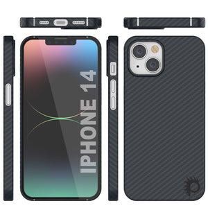 Coque en fibre de carbone Punkcase pour iPhone 14 [Série AramidShield] Ultra fine et légère en Kevlar