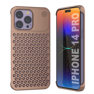 PunkCase pour iPhone 14 Pro Coque en alliage d'aluminium [Série Fortifier Extreme] Housse ultra résistante [Bronze]