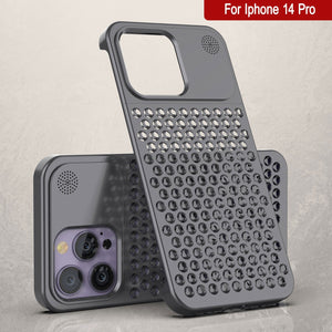 PunkCase pour iPhone 14 Pro Coque en alliage d'aluminium [Série Fortifier Extreme] Couverture ultra résistante [Gris]