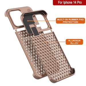 PunkCase pour iPhone 14 Pro Coque en alliage d'aluminium [Série Fortifier Extreme] Housse ultra résistante [Bronze]