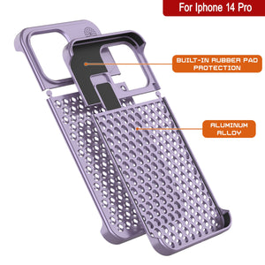 Coque PunkCase pour iPhone 14 Pro en alliage d'aluminium [Série Fortifier Extreme] Housse ultra résistante [Liliac]