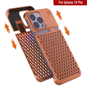 Coque PunkCase en alliage d'aluminium pour iPhone 14 Pro [Série Fortifier Extreme] Couverture ultra résistante [Orange]