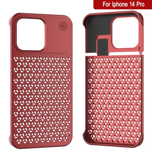 Coque PunkCase en alliage d'aluminium pour iPhone 14 Pro [Série Fortifier Extreme] Couverture ultra résistante [Rouge]