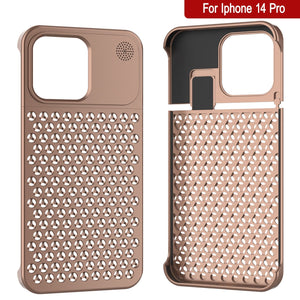 PunkCase pour iPhone 14 Pro Coque en alliage d'aluminium [Série Fortifier Extreme] Housse ultra résistante [Bronze]