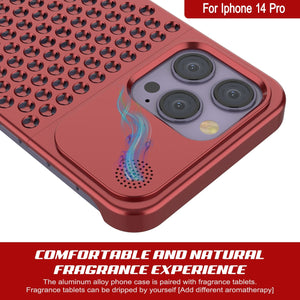 Coque PunkCase en alliage d'aluminium pour iPhone 14 Pro [Série Fortifier Extreme] Couverture ultra résistante [Rouge]