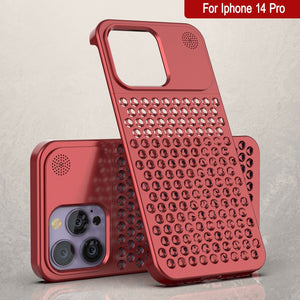 Coque PunkCase en alliage d'aluminium pour iPhone 14 Pro [Série Fortifier Extreme] Couverture ultra résistante [Rouge]