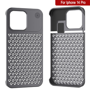 PunkCase pour iPhone 14 Pro Coque en alliage d'aluminium [Série Fortifier Extreme] Couverture ultra résistante [Gris]