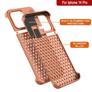 Coque PunkCase en alliage d'aluminium pour iPhone 14 Pro [Série Fortifier Extreme] Couverture ultra résistante [Orange]