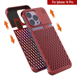 Coque PunkCase en alliage d'aluminium pour iPhone 14 Pro [Série Fortifier Extreme] Couverture ultra résistante [Rouge]