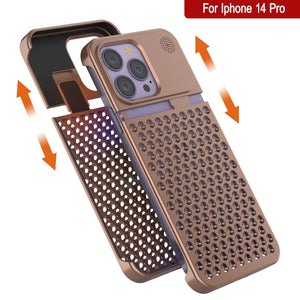 PunkCase pour iPhone 14 Pro Coque en alliage d'aluminium [Série Fortifier Extreme] Housse ultra résistante [Bronze]