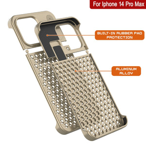 Coque PunkCase pour iPhone 14 Pro Max en alliage d'aluminium [Série Fortifier Extreme] Coque ultra résistante [Or]