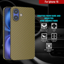 Charger l&#39;image dans la galerie, Coque en fibre de carbone Punkcase pour iPhone 16 [Série AramidShield] Kevlar ultra fin et léger [Or]
