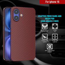 Charger l&#39;image dans la galerie, Coque en fibre de carbone Punkcase pour iPhone 16 [Série AramidShield] Kevlar ultra fin et léger [Rouge]
