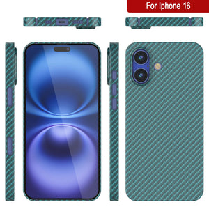 Coque en fibre de carbone Punkcase pour iPhone 16 [Série AramidShield] Kevlar ultra fin et léger [Teal]