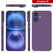 Charger l&#39;image dans la galerie, Coque en fibre de carbone Punkcase pour iPhone 16 [Série AramidShield] Kevlar ultra fin et léger [Violet]
