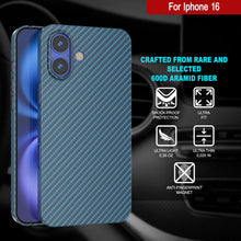 Charger l&#39;image dans la galerie, Coque en fibre de carbone Punkcase pour iPhone 16 [Série AramidShield] Kevlar ultra fin et léger [Bleu]
