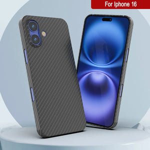 Coque en fibre de carbone Punkcase pour iPhone 16 [Série AramidShield] Kevlar ultra fin et léger [Noir]