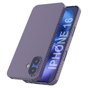 Coque en fibre de carbone Punkcase pour iPhone 16 [Série AramidShield] Kevlar ultra fin et léger [Lilas]