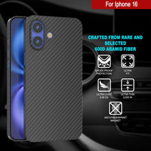 Charger l&#39;image dans la galerie, Coque en fibre de carbone Punkcase pour iPhone 16 [Série AramidShield] Kevlar ultra fin et léger [Noir]
