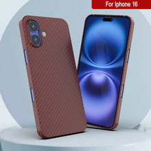 Charger l&#39;image dans la galerie, Coque en fibre de carbone Punkcase pour iPhone 16 [Série AramidShield] Kevlar ultra fin et léger [Rouge]
