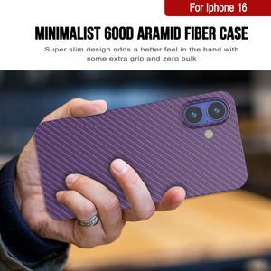 Coque en fibre de carbone Punkcase pour iPhone 16 [Série AramidShield] Kevlar ultra fin et léger [Violet]