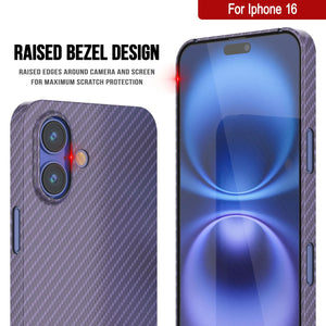 Coque en fibre de carbone Punkcase pour iPhone 16 [Série AramidShield] Kevlar ultra fin et léger [Lilas]