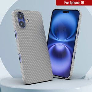 Coque en fibre de carbone Punkcase pour iPhone 16 [Série AramidShield] Kevlar ultra fin et léger [Blanc]