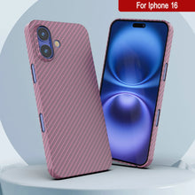 Load image into Gallery viewer, Coque en fibre de carbone Punkcase pour iPhone 16 [Série AramidShield] Kevlar ultra fin et léger [Rose]
